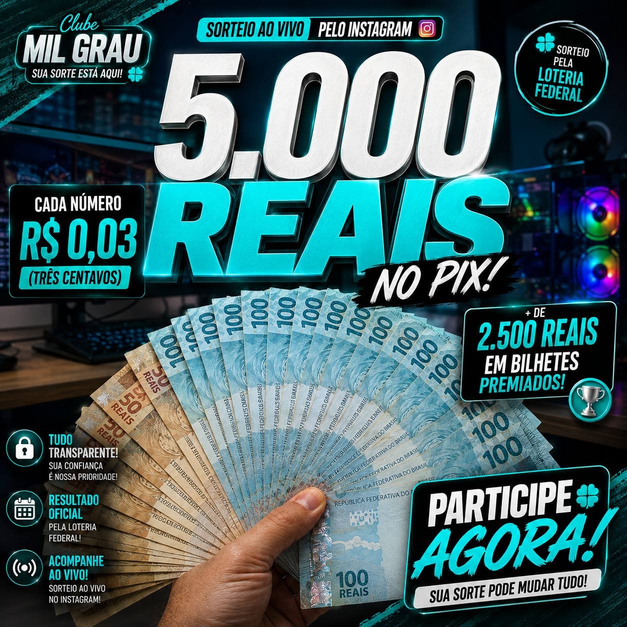 R$ 5.000,00 reias no PIX